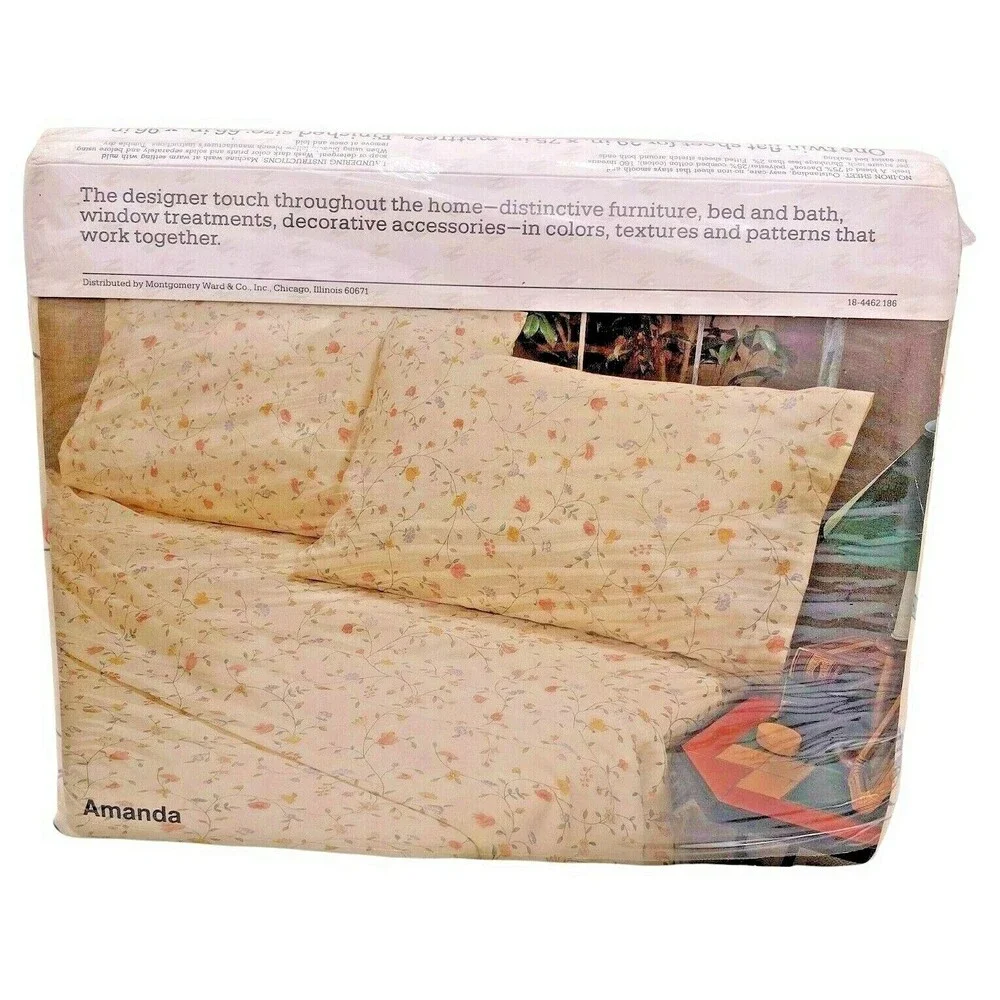 Vintage Montgomery Ward Twin Flat Sheet Floral Amanda West Point Pepperell 1980s